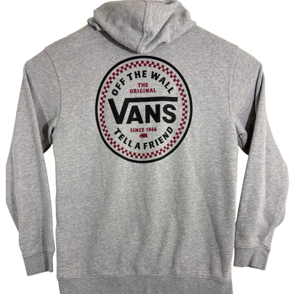 Vans Off The Wall Tell A Friend Hoodie Men LG Gray Sweatshirt Skate Surf EUC